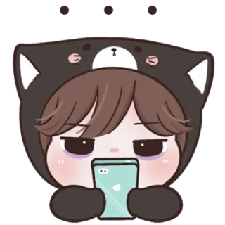 😼 süß, Cartoon, kawaii, Bär, Kapuzenpullover, Figur, Handy, Emoji telegram sticker