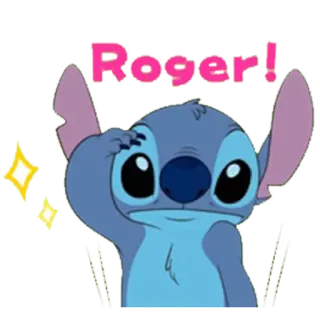 😌 Stitch Roger! Alien, Niedlich, Gruß, Salut, Cartoon telegram sticker