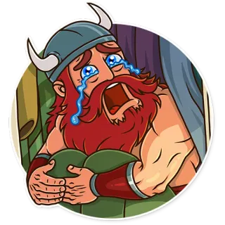 😭 viking, huilen, verdrietig, cartoon, helm, baard telegram sticker
