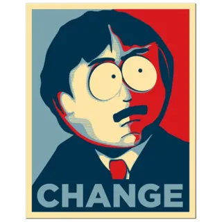 🤔 Randy Marsh South Park CHANGE Randy Marsh, South Park, Change, Hope, Parody, Political telegram sticker