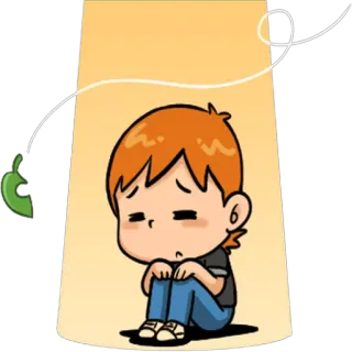 😔 traurig, deprimiert, Cartoon, emotional, Kind, Illustration telegram sticker