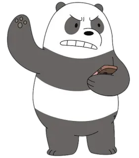😠 Panda We Bare Bears panda, bear, cartoon, angry, waving telegram sticker
