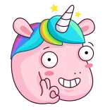 😊 Unicorn unicorn, ok sign, cartoon, cute, smiling, magical whatsapp sticker