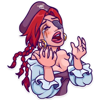 😭 pirat, frau, weinend, traurig, cartoon, aufkleber telegram sticker
