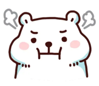 😡 곰, 화난, 만화, 귀여운, 표정, 흰색, 증기 telegram sticker