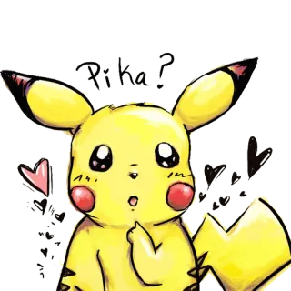 😶 Pikachu Pokemon Pika? pokemon, pikachu, fofo, anime, desenho animado, amarelo, corações whatsapp sticker