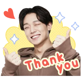 ❤️ Thank you terima kasih, jempol ke atas, rasa syukur, penghargaan, pria, tersenyum telegram sticker