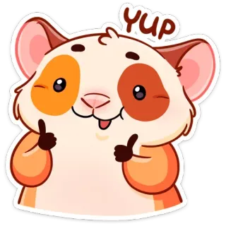👍 YUP แฮมสเตอร์, ยกนิ้ว, สัตว์, น่ารัก, สัตว์ฟันแทะ, อนุมัติ, เชิงบวก telegram sticker