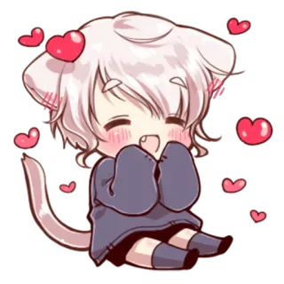 😍 carino, anime, gatto, cuori, kawaii telegram sticker