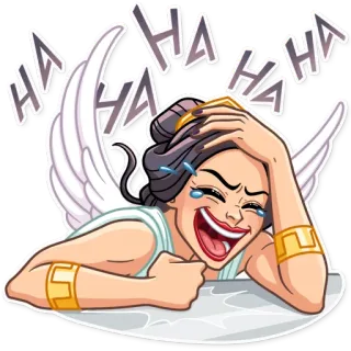 😂 HA HA HA HA HA HA rindo, haha, anjo, asas, mulher, desenho animado telegram sticker
