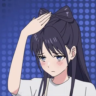 🤗 anime, garota, desapontada, fofa, laço, personagem telegram sticker