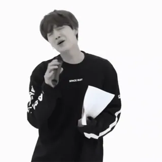 🐑 SPACE BOY person, schwarzweiß, pullover, koreanisch, mikrofon, singen whatsapp sticker