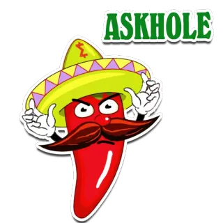 🤡 ASKHOLE chili pepper, sombrero, cartoon, offensive, insult, food telegram sticker