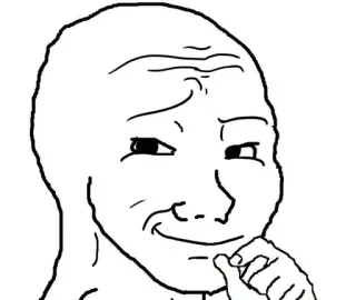 😄 Mem, Internet, Wojak, Zadowolony, Wiedzący telegram sticker