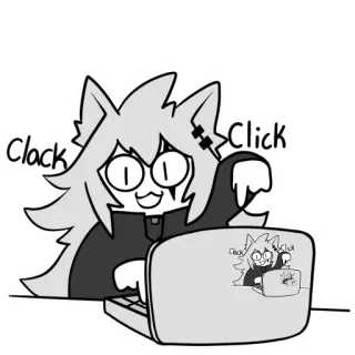 ⌨️ Click Clack computer, typing, animal, wolf telegram sticker