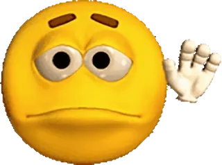 👋 Эмодзи, Грустный, Машет рукой, До свидания, Мультфильм, Желтый telegram sticker