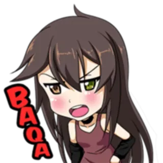😠 BAQA Anime, Manga, Cartoon, Mädchen, Wütend, Ausdruck whatsapp sticker
