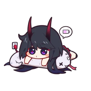 🔋 anime, chibi, cute, demon, battery, snake telegram sticker