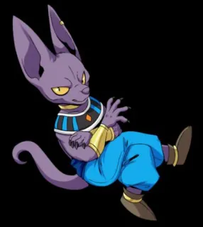 😏 Beerus Dragon Ball Super Anime, Kartun, Karakter, Dewa kehancuran, Kucing ungu, Dragon Ball, DBS, Fan art whatsapp sticker