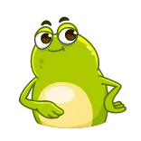 😉 rã, desenho animado, animal, anfíbio, verde, fofo telegram sticker