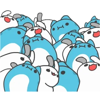 ✨ 可爱, 卡通, 动物, 蓝色, 白色 telegram sticker