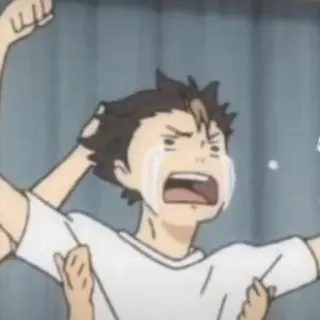 😭 Yu Nishinoya Haikyuu!! anime, crying, celebrating, happy, fanart, Nishinoya, Haikyuu whatsapp sticker