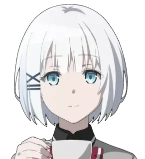 ☕️ Anime, Dziewczyna, Białe Włosy, Postać, Filiżanka, Kawa, Herbata telegram sticker