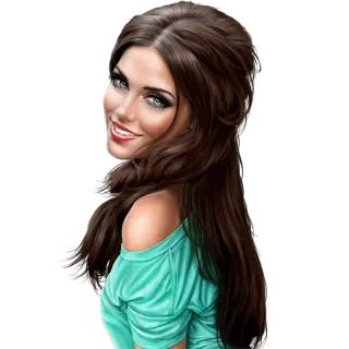 🙂 femme, fille, dessin animé, beauté, portrait, sourire telegram sticker