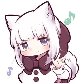 👋 Аниме девушка, Мультфильм, Милый, Наклейка, Каваий, Ноты telegram sticker