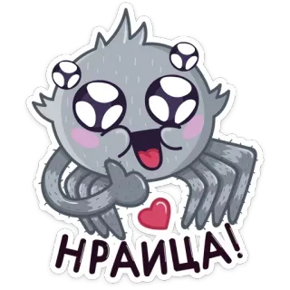 👍 НРАИЦА! Spinne, süß, kawaii, Cartoon, Liebe, Herz, Gesichtsausdruck whatsapp sticker