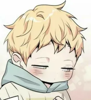 ☺ стикер, в стиле аниме, портрет, милый, мальчик, жёлтые волосы whatsapp sticker