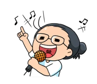 🎤 人物, 卡通, 麦克风, 唱歌, 眼镜, 举手 telegram sticker