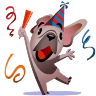 🤡 cão, festa, celebração, desenho animado, festivo, chapéu, serpentina telegram sticker