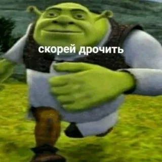 🤪 Shrek скорей дрочить シュレック, オーガ, 走る, ミーム, 面白い telegram sticker
