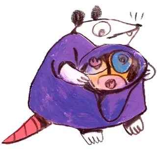 👒 opos, żółw, zwierzę, kreskówka, słodki telegram sticker