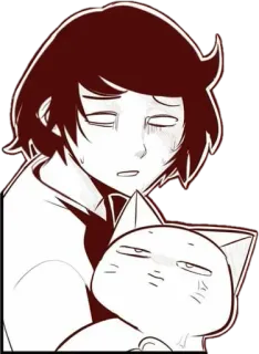 😸 การ์ตูน, แมว, เศร้า, คน, เหนื่อย, น่ารัก whatsapp sticker