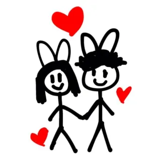 ❤️ cinta, gambar tongkat, pasangan, hati, kartun telegram sticker