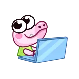 👨‍💻 animal, cartoon, laptop, computer, crocodile, cute telegram sticker