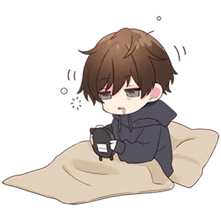 🛏 anime, zmęczony, chibi, śpiący, łóżko, słodki telegram sticker