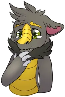😢 cartone animato, drago, piangendo, triste, antropomorfo, furry telegram sticker