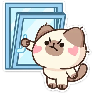 🤨 chat, fenêtre, colère, dessin animé, autocollant telegram sticker
