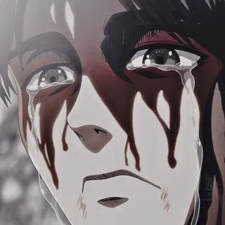 😭 Attack on Titan anime, crying, blood, sad, character telegram sticker