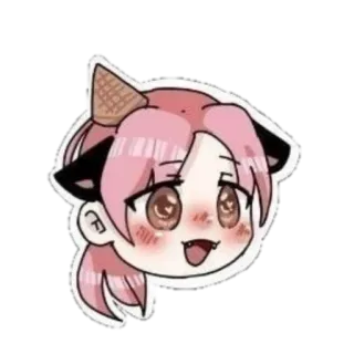 😍 Anime, Kreskówka, Słodkie, Kawaii, Naklejka, Różowe włosy, Kocie uszy telegram sticker