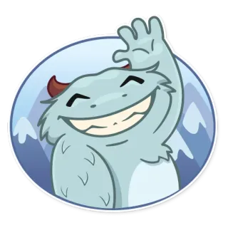 👋 mostro, amichevole, cartone animato, nevoso, montagne, yeti, saluto whatsapp sticker