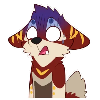 😱 zorro, dibujos animados, mono, pegatina, expresión, preocupado, asustado telegram sticker