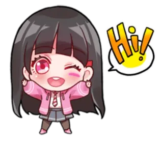 👋 Hi! Аниме девушка, Кавай, Милый, Приветствие, Привет, Дружелюбный telegram sticker