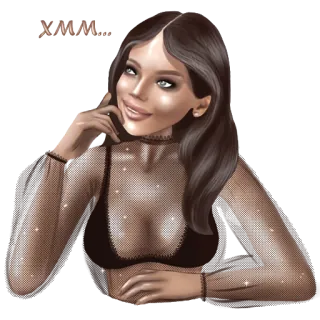 🤔 mujer, chica, retrato, arte digital, moda, belleza whatsapp sticker