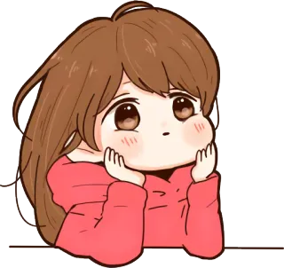 👁️ mignon, fille, dessin animé, kawaii, adorable, sticker telegram sticker
