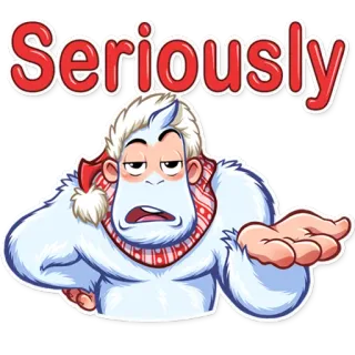 🤨 Seriously yeti, monster, weihnachten, ernsthaft, cartoon, lustig, einstellung, verwirrt telegram sticker