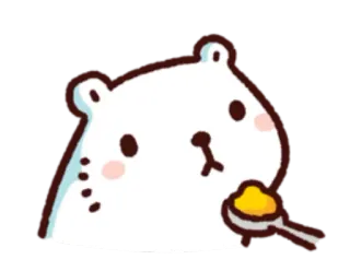 😐 urso, colher, fofo, desenho animado, animal, kawaii whatsapp sticker